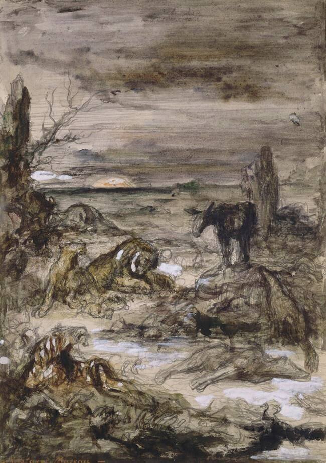 Les Animaux malades de la peste. Esquisse pour les fables de La Fontaine Gustave Moreau