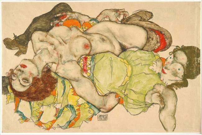 Les femmes enlacées Egon Schiele