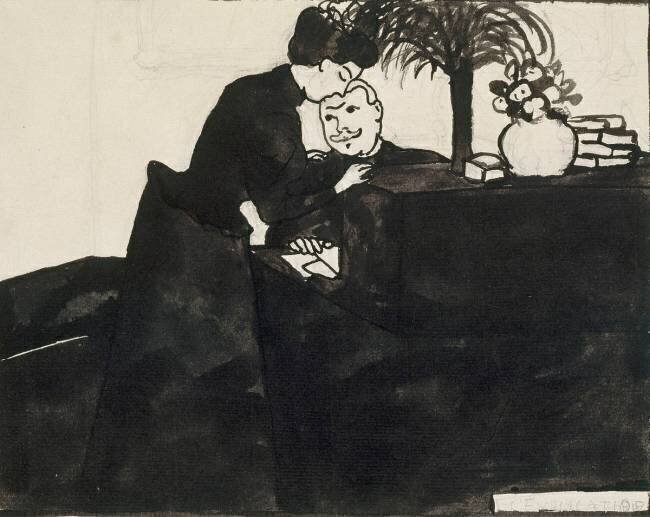 L'Explication, dessin préparatoire pour une gravure sur bois de la série Intimités, vers 1897 Félix Vallotton