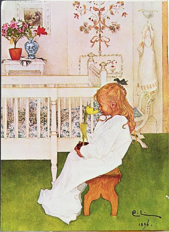 Lisbeth avec une tulipe jaune Carl Larsson