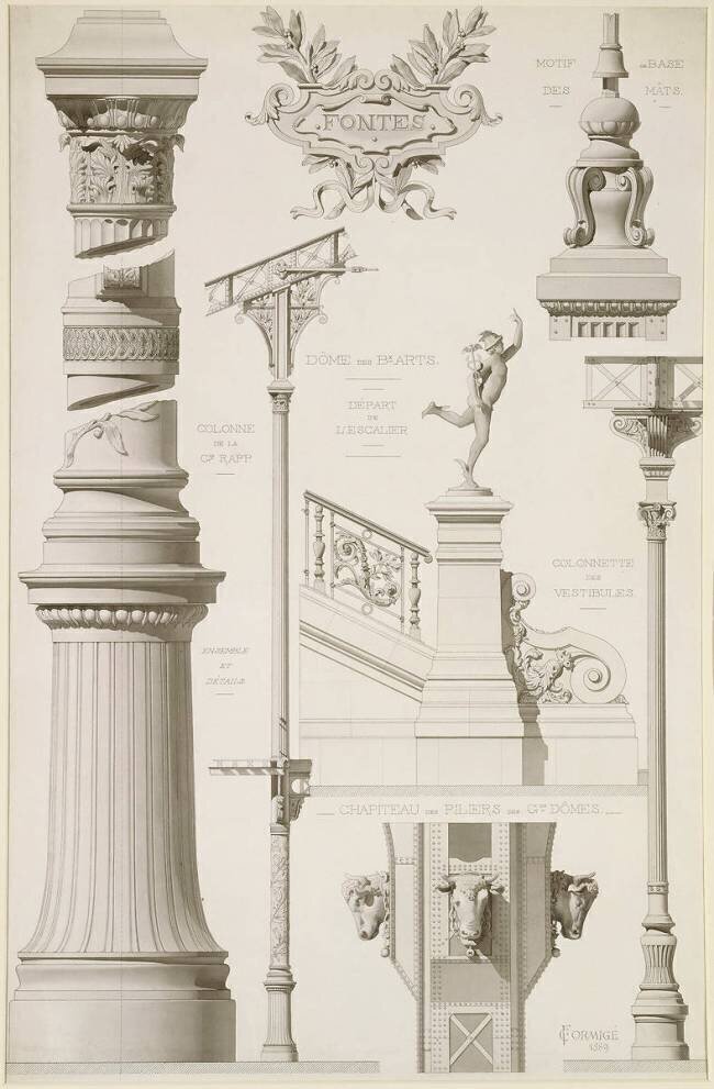 Motifs de décoration métallique du palais des Beaux-Arts et des Arts Libéraux Jean-Camille Formigé
