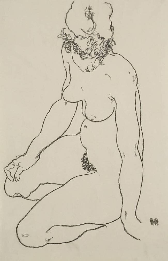 Seated female nude Egon Schiele
