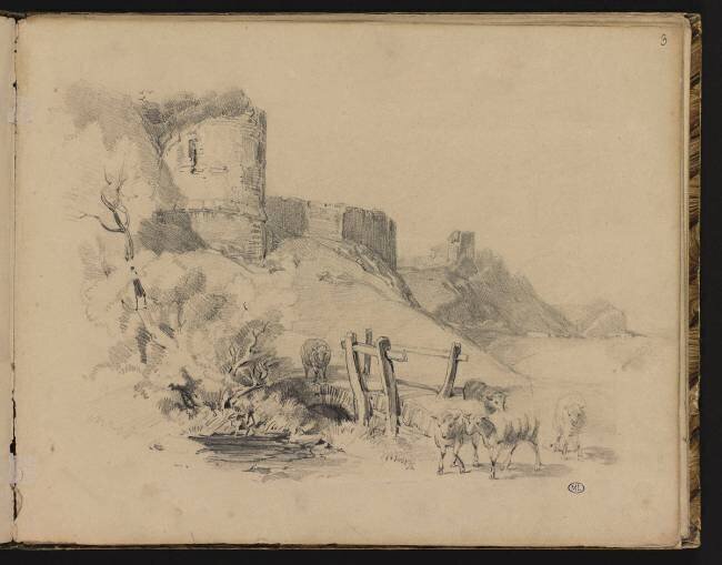 Paysage, ruines et moutons Edgar Degas