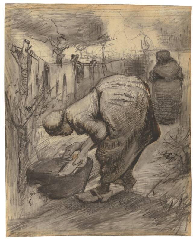 Paysan avec un bassin de lavage dans un jardin  Vincent van Gogh