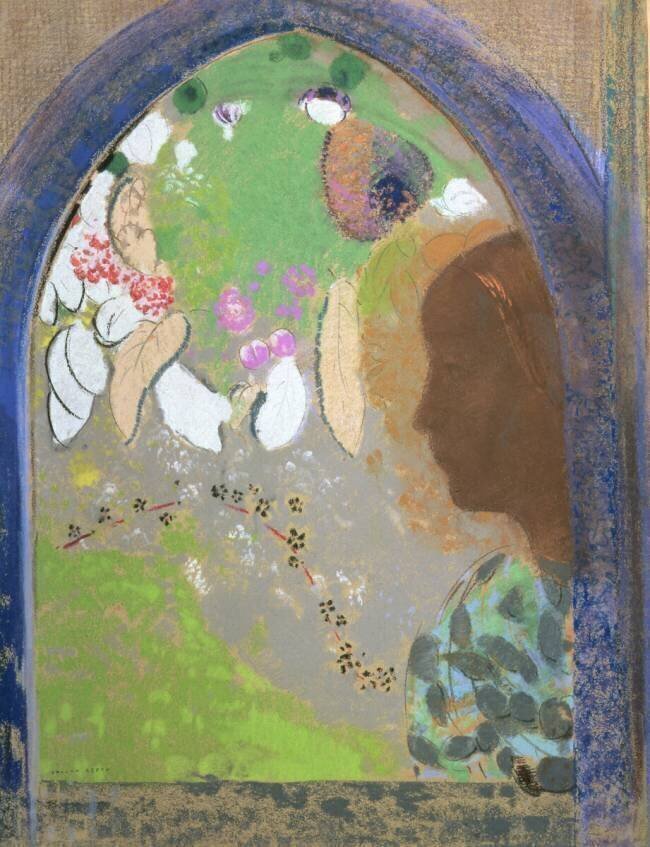 Profil d'une femme à une fenêtre Odilon Redon