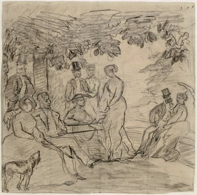 Réunion de famille sur la terrasse du château de Méric Frédéric Bazille