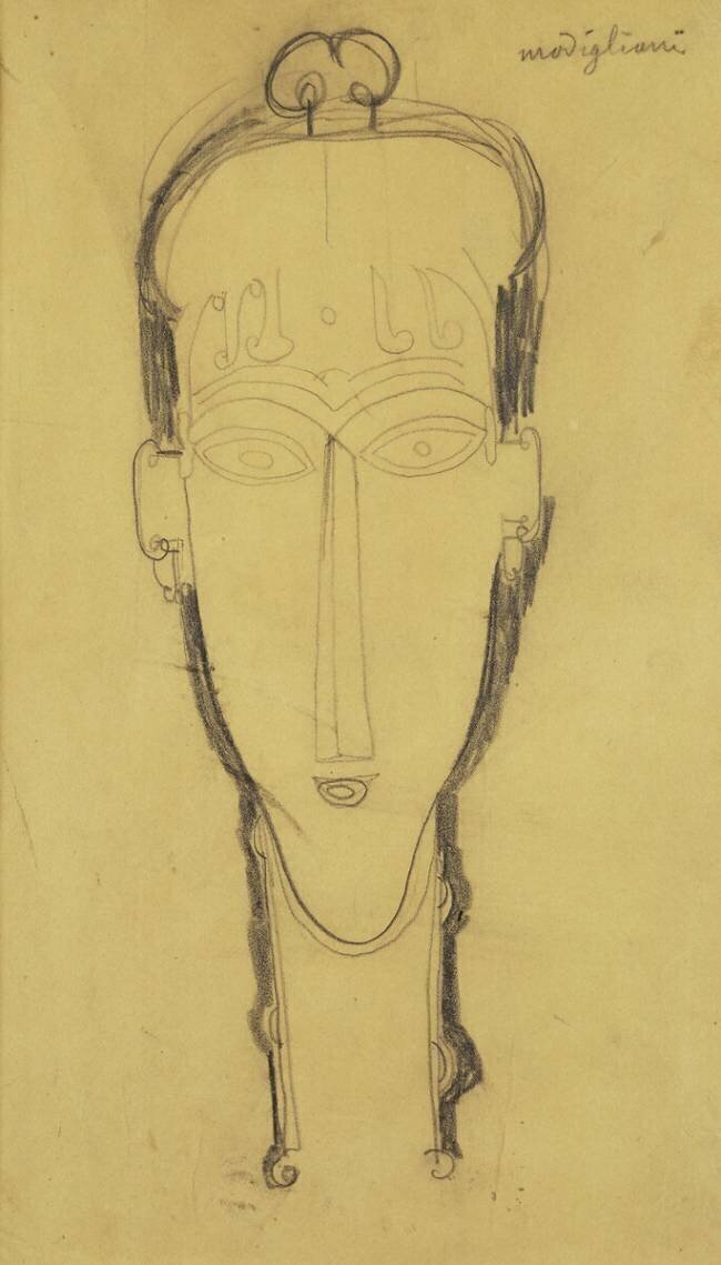 Tête de cariatide dans une robe de tête Amedeo Modigliani