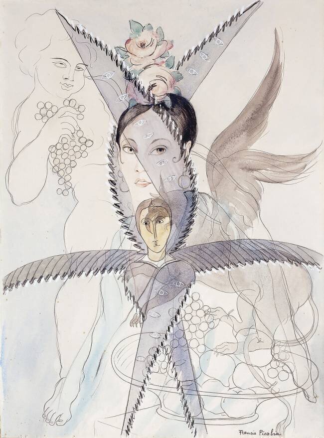 Transparence, tête et cheval ailé Francis Picabia