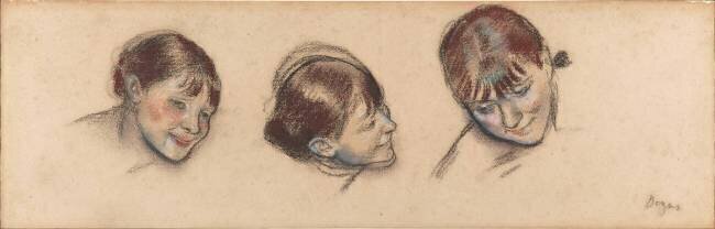 Trois études de la tête d'une danseuse Edgar Degas