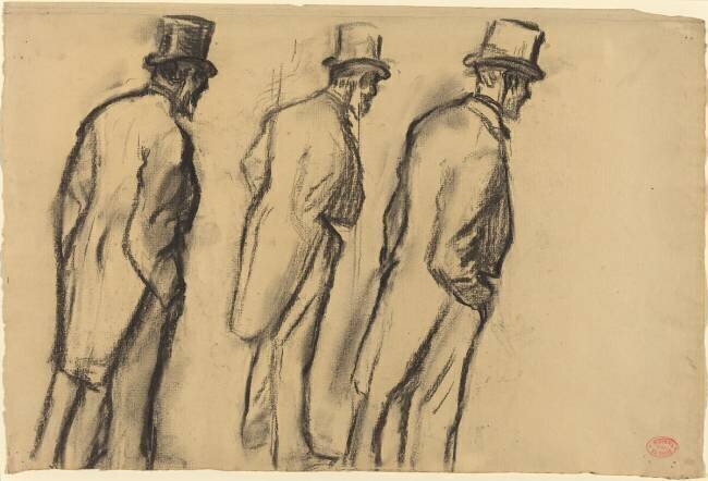 Trois études de Ludovic Halévy Standing Edgar Degas