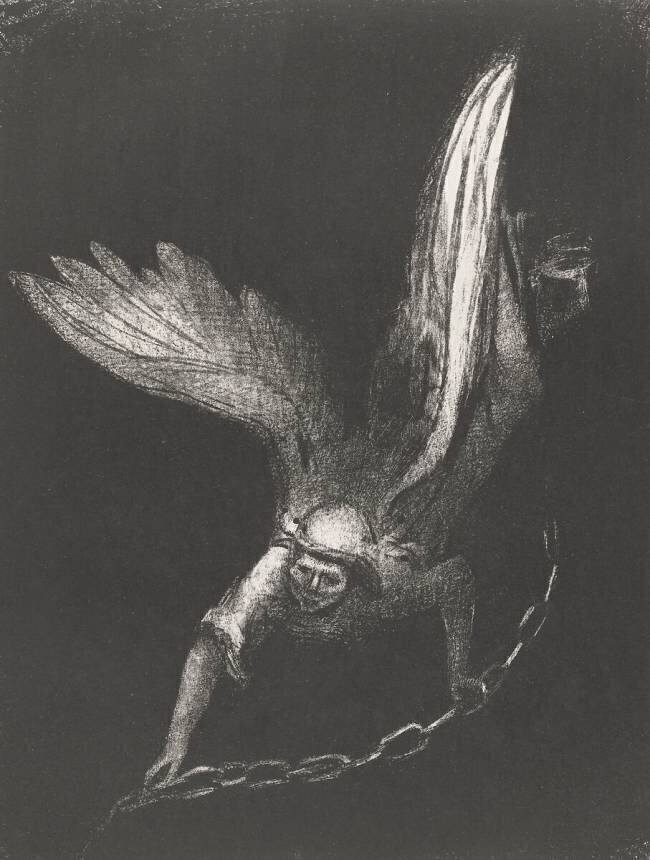 Un ange avec une chaîne dans ses mains Odilon Redon