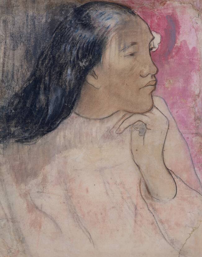 Une Tahitienne avec une fleur dans les cheveux Paul Gauguin