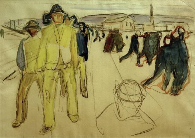 Workers on their way home Edvard Munch