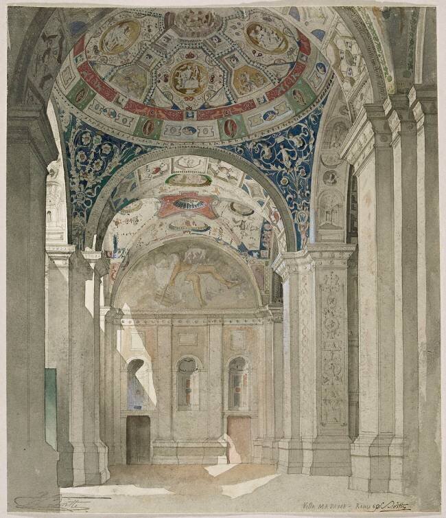 Album des vues de Rome : Villa Madame, vue générale de la loggia Louis Boitte