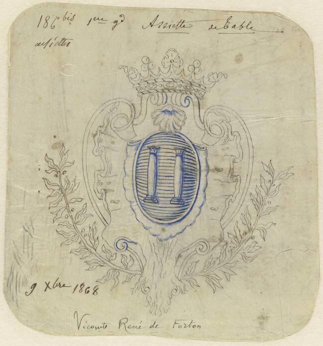 Blason aux armes de la famille de Forton Emile Gallé
