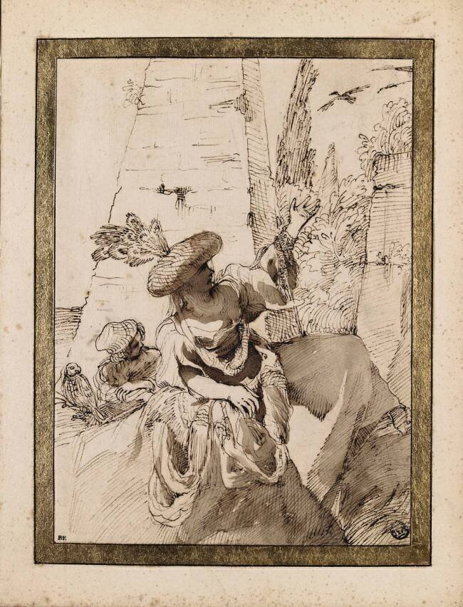 Bohémienne avec une fillette et une chouette Annibale Carracci