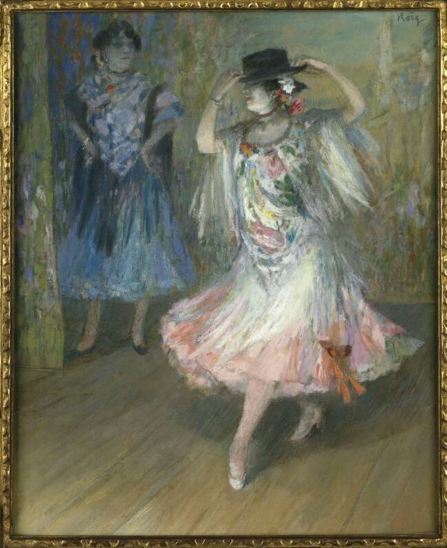 Deux danseuses espagnoles, dont l'une retient les bords de son sombrero Juan Roig y Soler