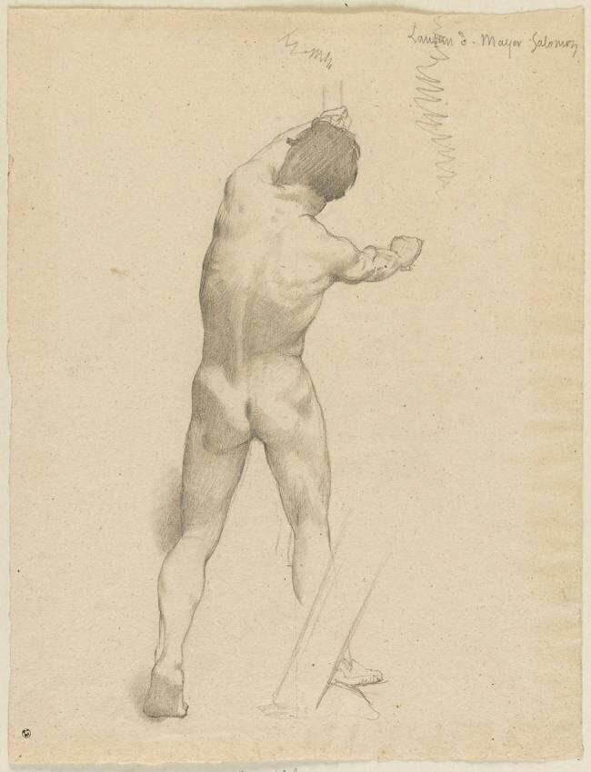 Etude d'homme nu debout, vu de dos Léon Bonnat