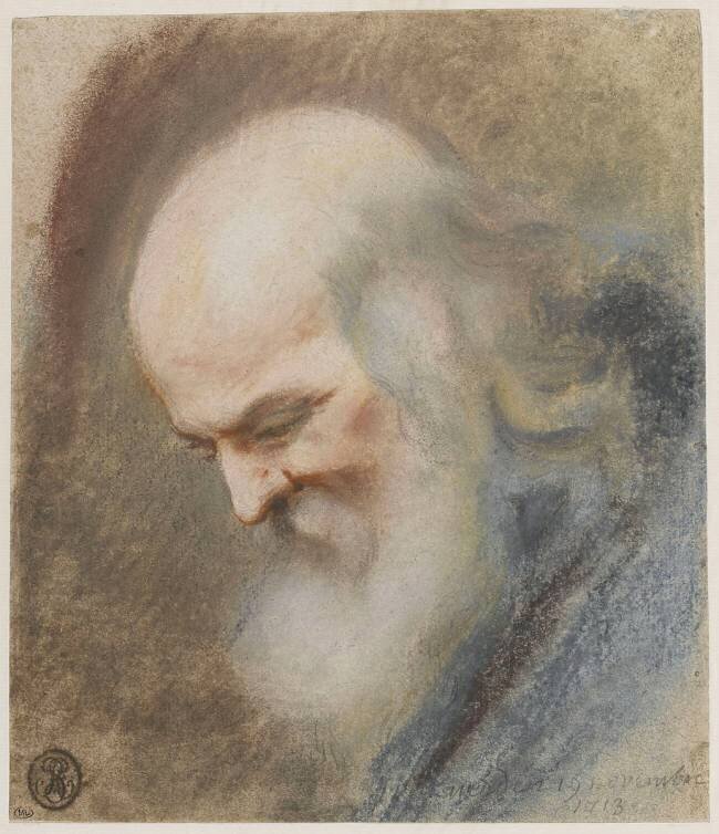 Etude d'une tête de vieillard, vue de profil, tournée vers la gauche Nicolas Vleughels