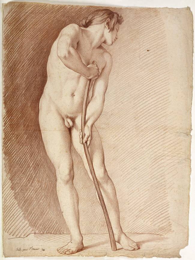 Etude pour l'amour : jeune homme nu, tourné à droite Edme Bouchardon