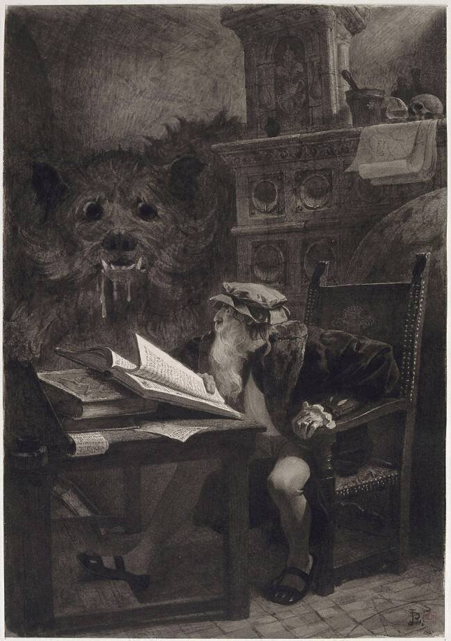 Faust assis Jean-Paul Laurens