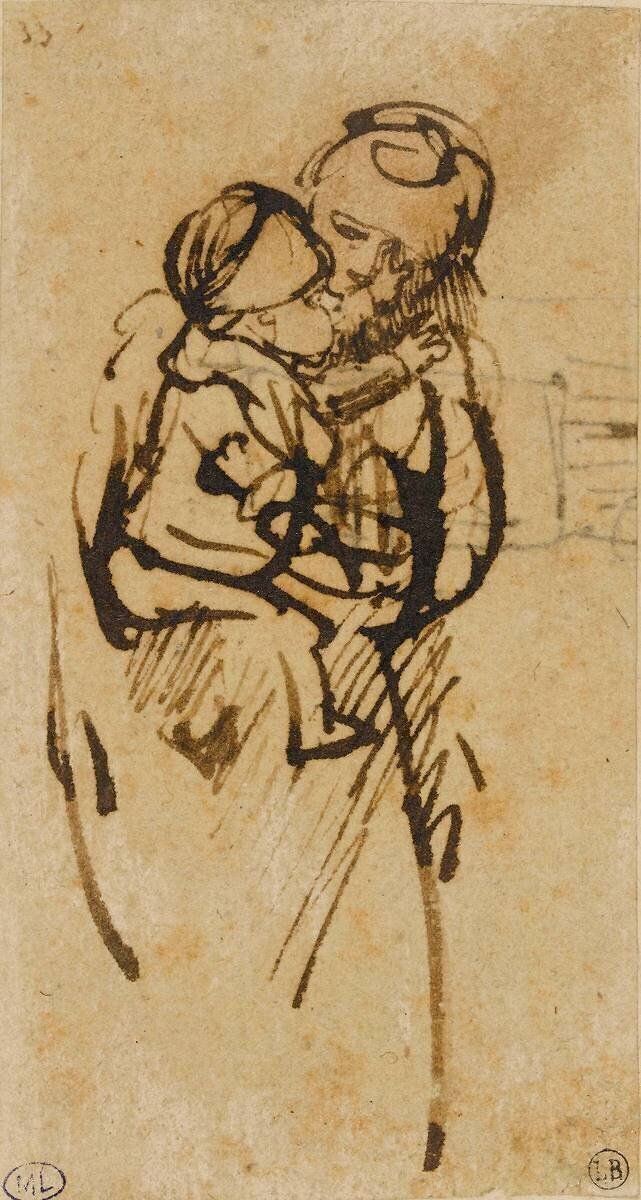 Femme tenant son enfant dans les bras, vue à mi-corps Rembrandt