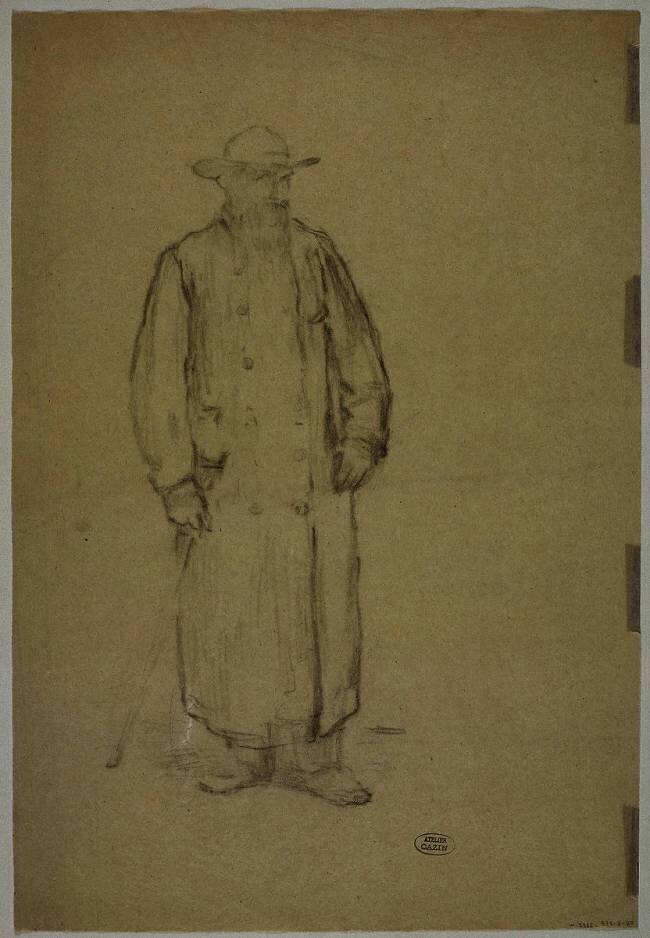 Homme debout en manteau Jean-Charles Cazin