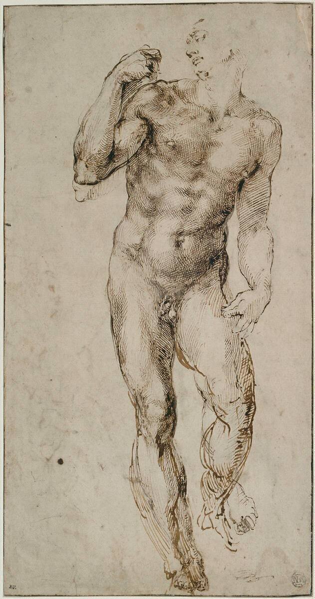 Homme, nu debout Michelangelo Buonarroti