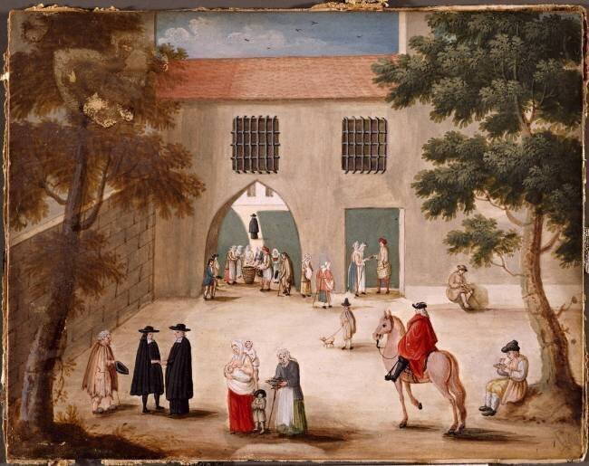 La distribution des aumônes à l'abbaye de Port-Royal-des-Champs : Louise-Magdeleine Horthemels (d'après)