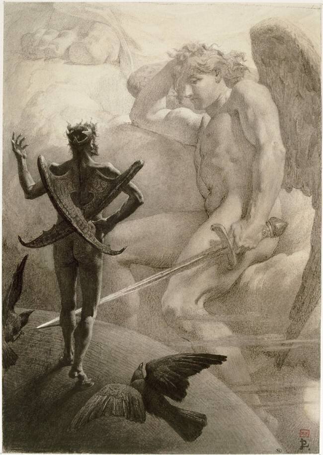 L'Archange Raphäel et Méphistophélès Jean-Paul Laurens