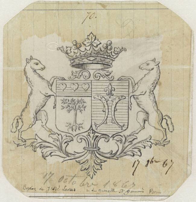 Modèle de blason aux armes de la famille de Jessé-Levas Emile Gallé