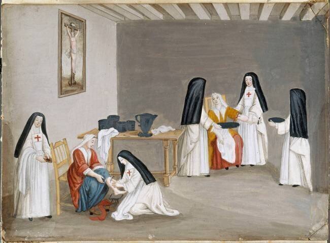 Pansement des malades par les religieuses de l'abbaye de Port-Royal-des-Champs Louise-Magdeleine Horthemels (d'après)