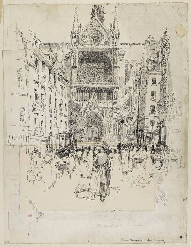 Paris, cathédrale notre-Dame : la rosace du transept sud Joseph Pennel