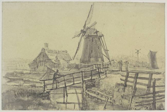 Paysage hollandais Auguste-Joseph Peiffer