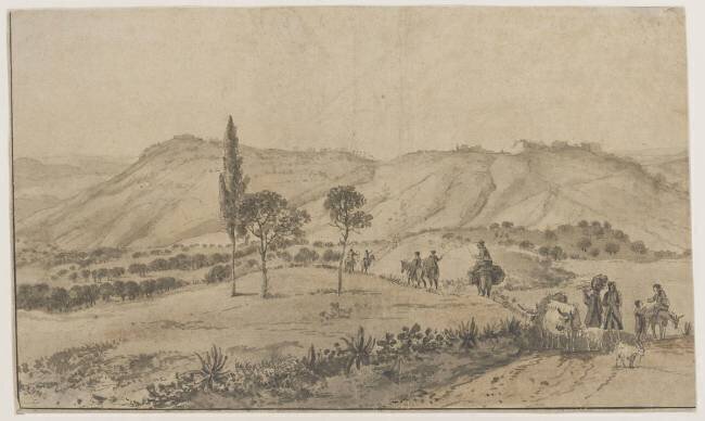 Paysage montagneux animé de figures anonyme