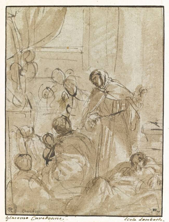 Saint Riniero de Pise guérissant les pestiférés Giacomo Cavedone