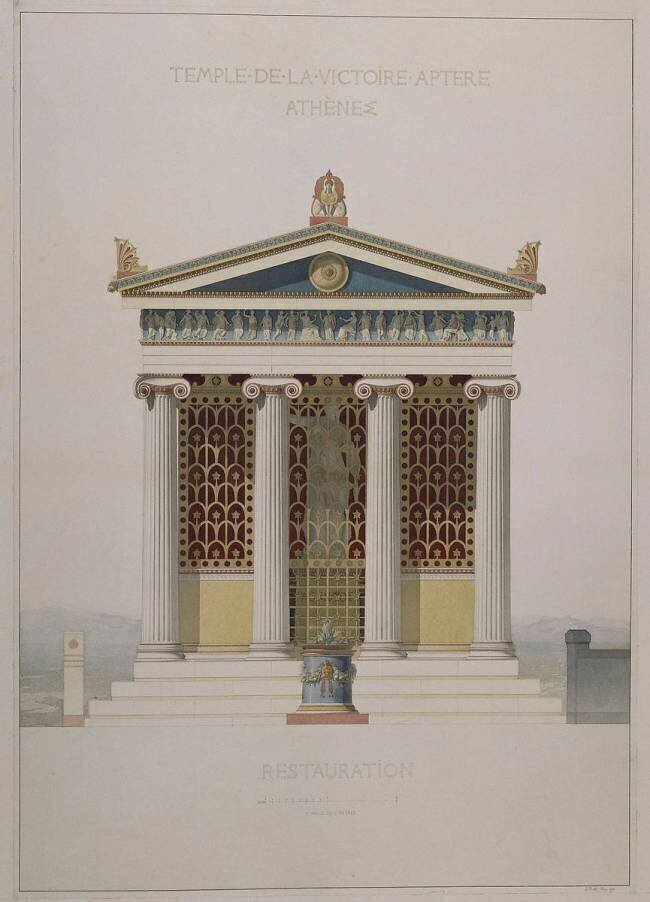 Temple de la Victoire, Athènes (restauration, façade principale) Louis Boitte