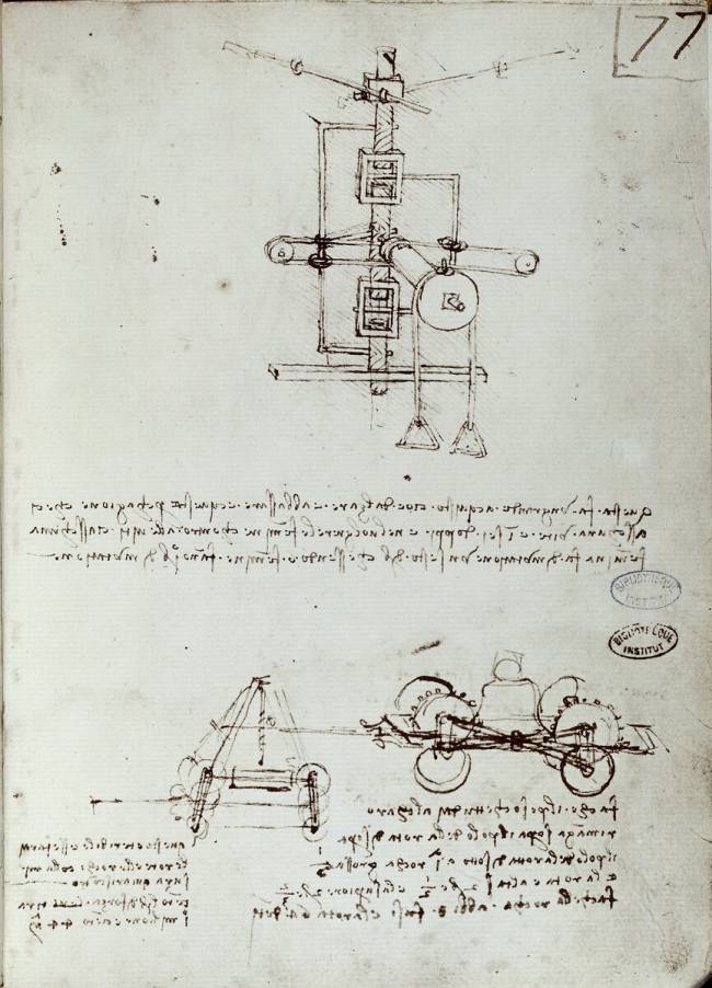 Dessin d'une machine volante Léonard de Vinci