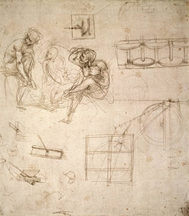 Études de figures et de machines Léonard de Vinci