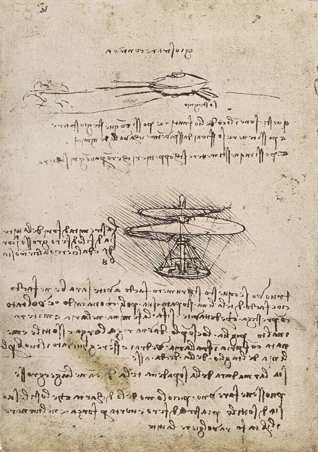 Études d'une vis à air Léonard de Vinci