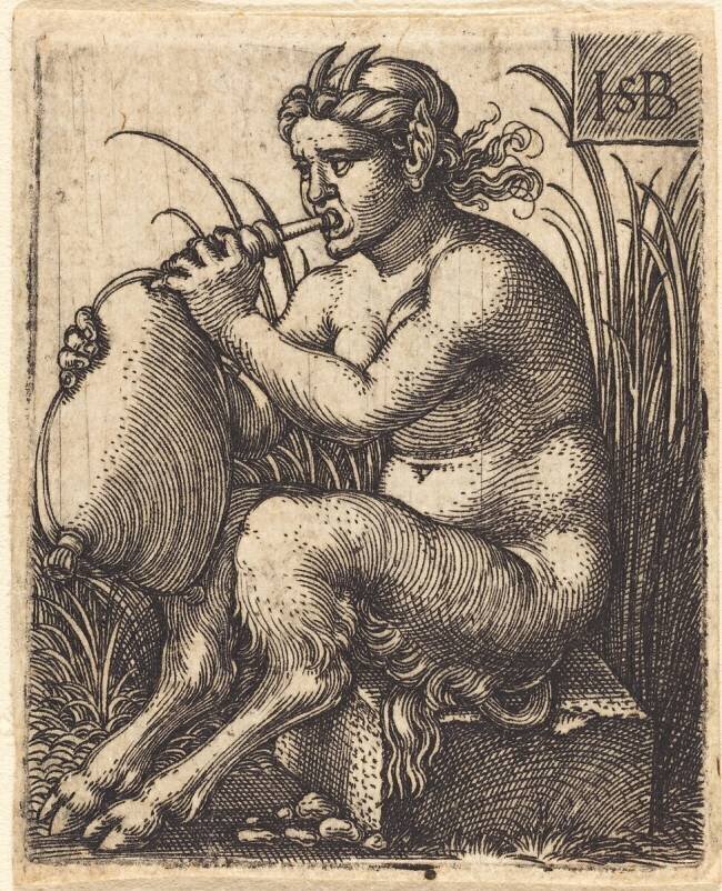 Femme satyre jouant de la cornemuse Hans Sebald Beham