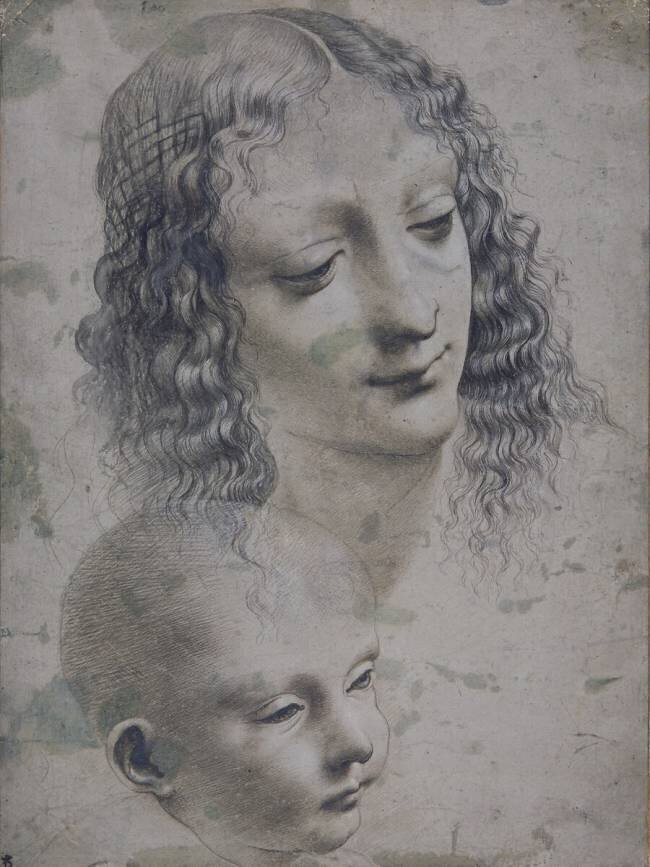 La tête d'une femme et la tête d'un bébé Léonard de Vinci