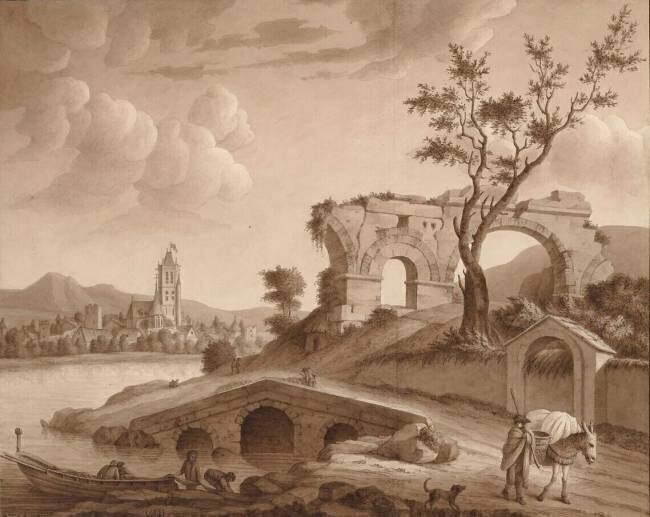  View of a landscape with ruined bridge Jean-Jacques Lequeu