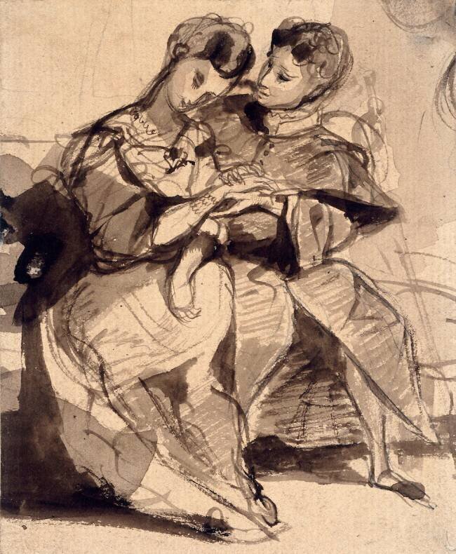 A pair of lovers seated Eugène Delacroix