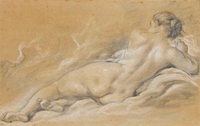 Académie de femme nue, couchée, vue de dos François Boucher