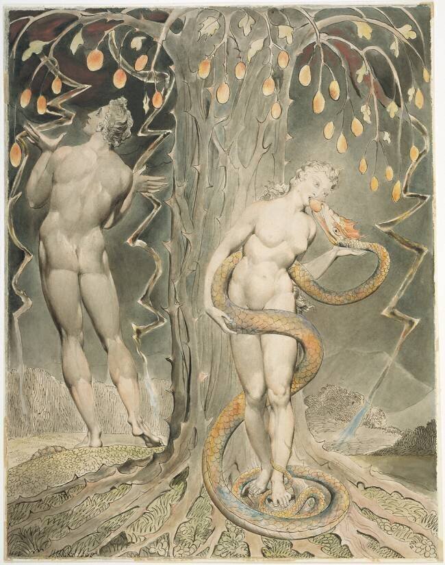 Adam et Eve, Illustration pour "Le paradis perdu" de John Milton William Blake
