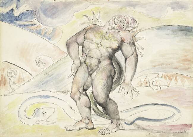 Agnello de Brunelleschi of Florence being transformed into a serpent William Blake