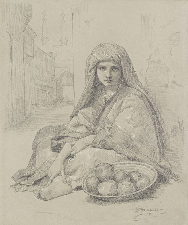 Algerian Girl Selling Pomegranates William Bouguereau