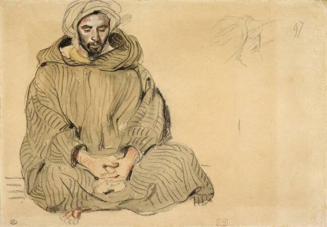 Arabe assis de face, les mains croisées Eugène Delacroix