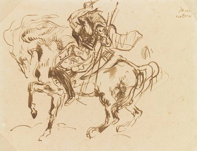 Cavalier brandissant une arme Eugène Delacroix